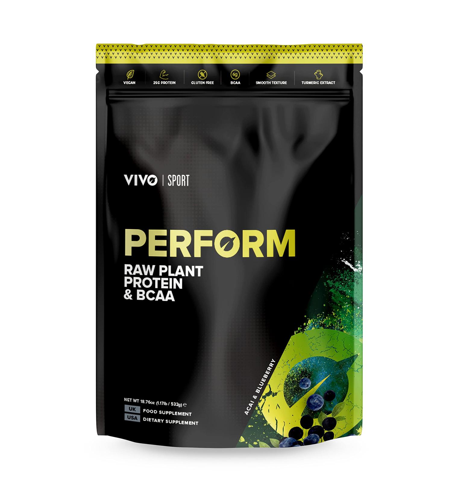 Vivo Life Perform Vegan Protein Powder - Acai & Blueberry Flavor 18.7oz - 0.88oz Pack - Plant-Based Formula for Energy & Recovery - Buy Online on GoSupps.com