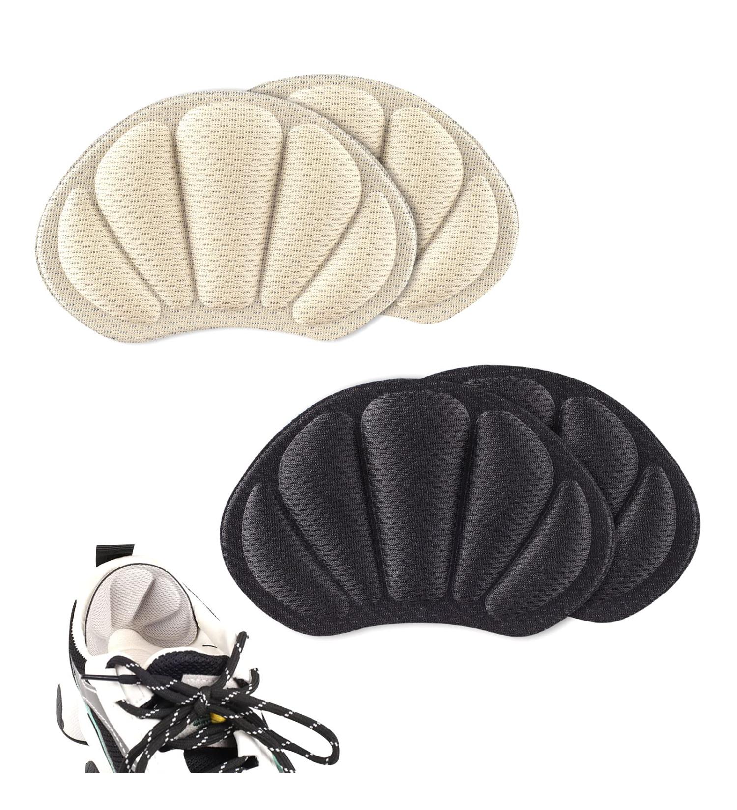 Breathable Mesh Heel Grips - 4 Pieces Set for Men & Women | Anti-Slip Cushions for Loose, Large Shoes | Prevent Rubbing, Blisters & Slipping Out | Self-Adhesive Heel Protectors in Black & Beige - Buy Online on GoSupps.com