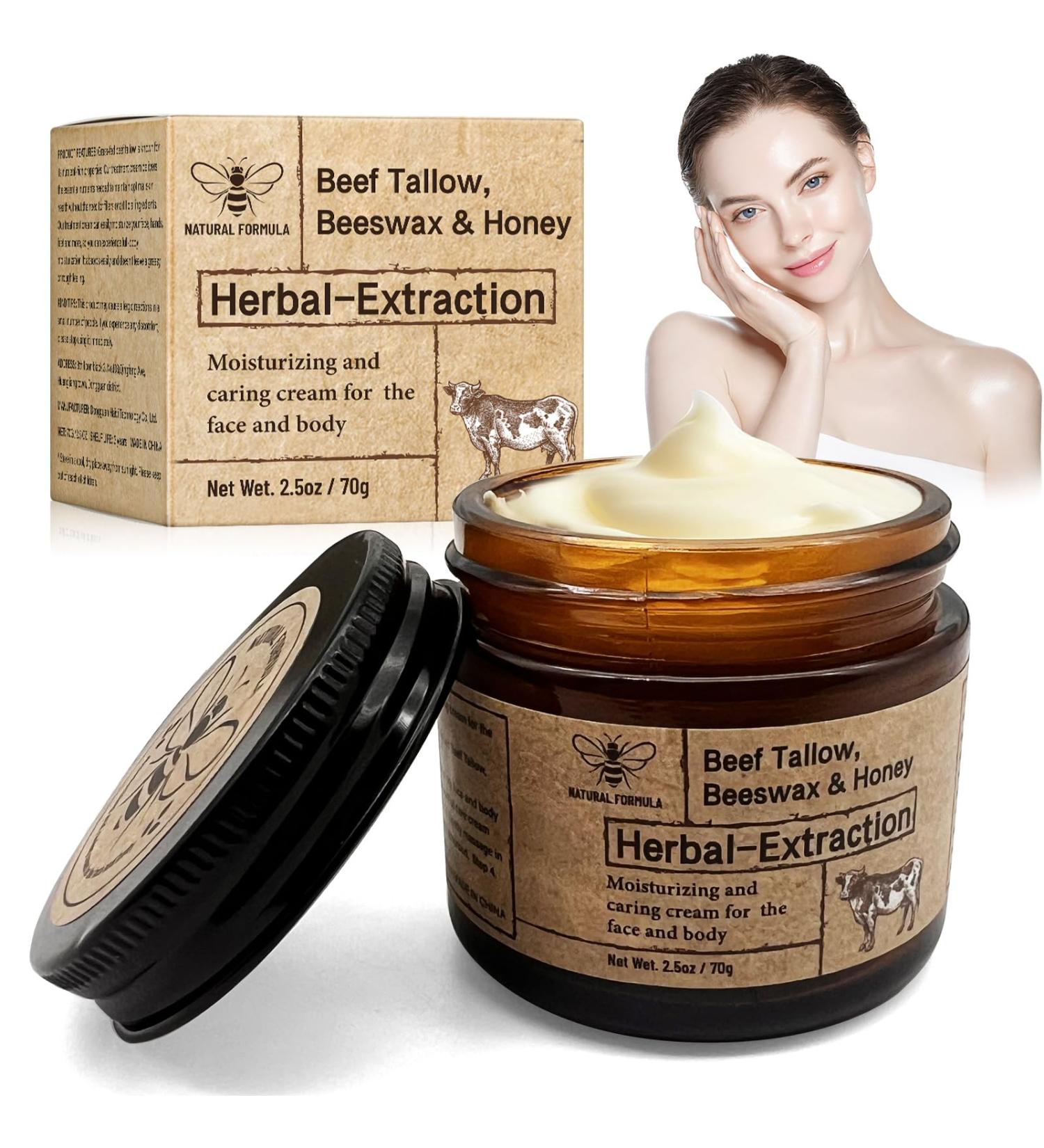 Beef Tallow Balm for Skin Care | Natural Face & Body Moisturizer | Honey Vitamin Balm (1PCS - Buy Online on GoSupps.com