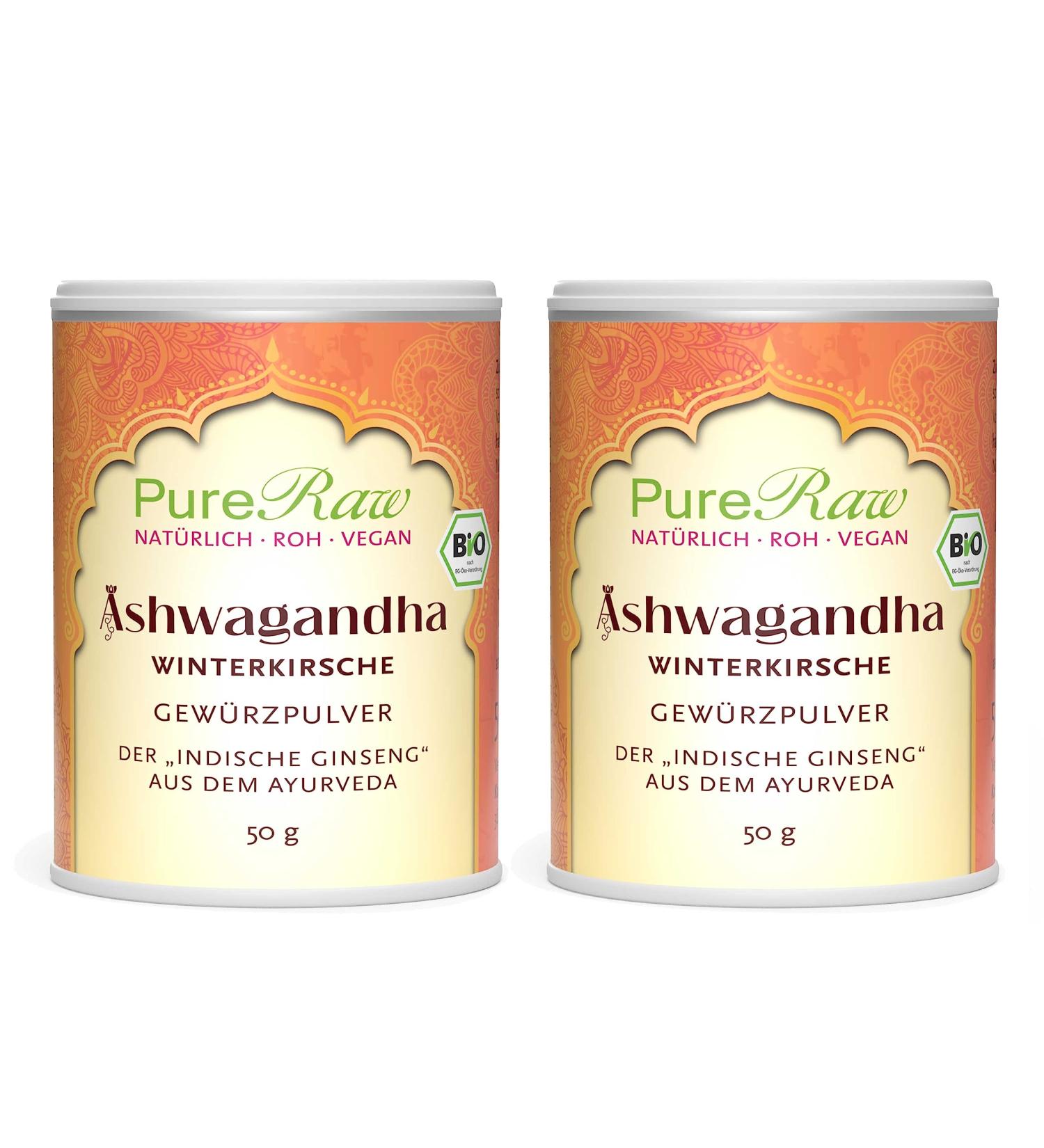 Buy Organic Ashwagandha Powder - Raw Vegan Winter Cherry - 100g (2x50g) | Pureeraw - Buy Online on GoSupps.com