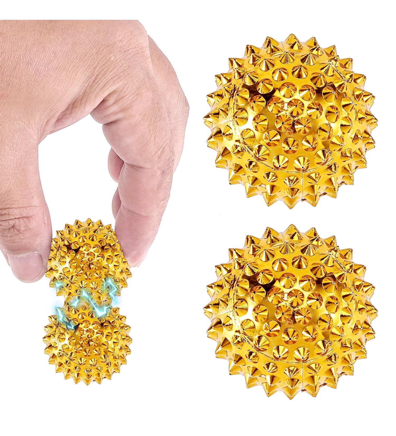 Acupressure Ball Set - 32mm Magnetic Hedgehog Massage Balls for Stress Relief & Foot Massage (Gold) - Buy Online on GoSupps.com