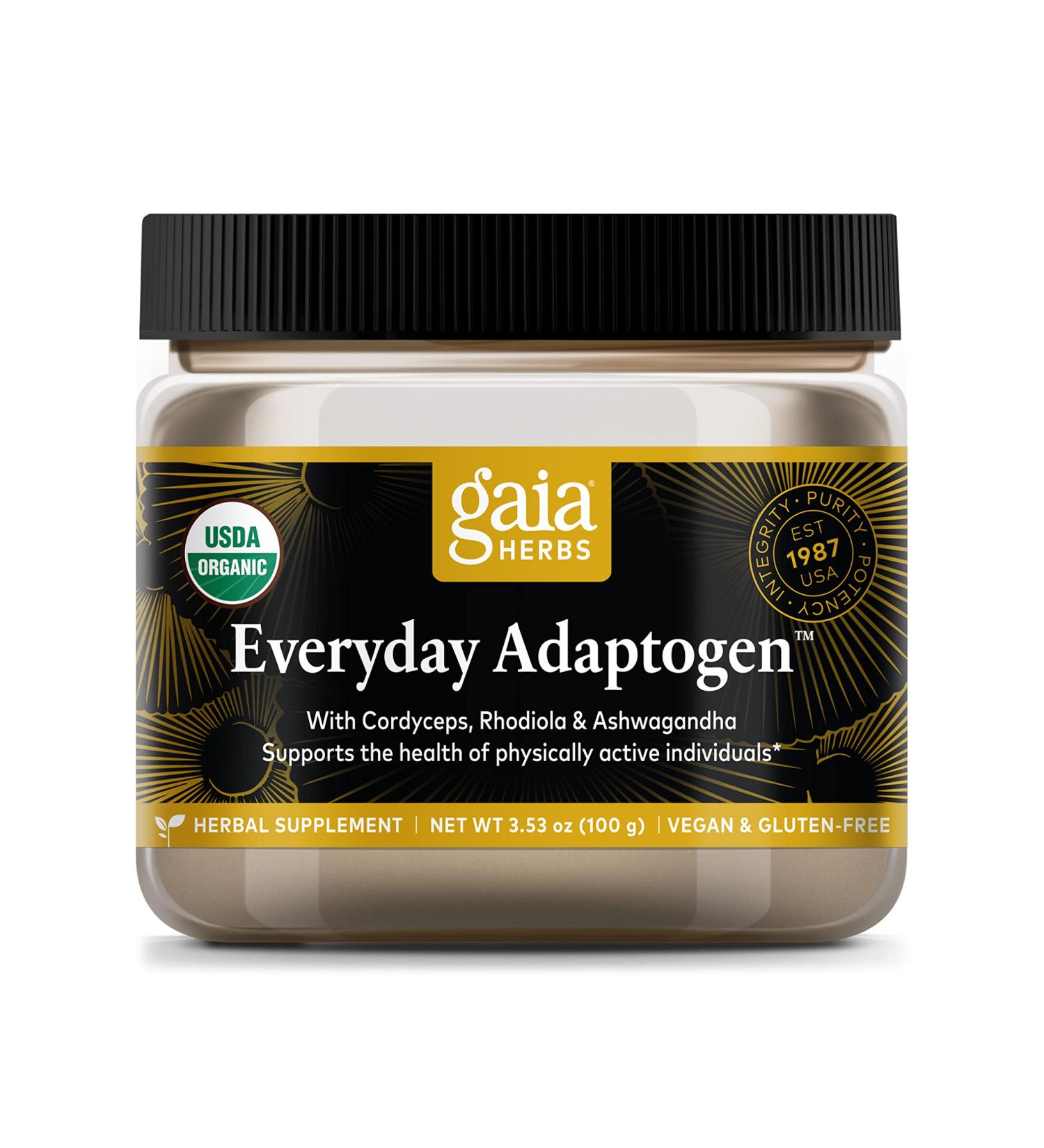 Gaia Herbs Everyday Adaptogen Powder - Energy Support & Stress Management - Maca, Cordyceps, Ashwagandha - 3.5 Oz - Buy Online on GoSupps.com