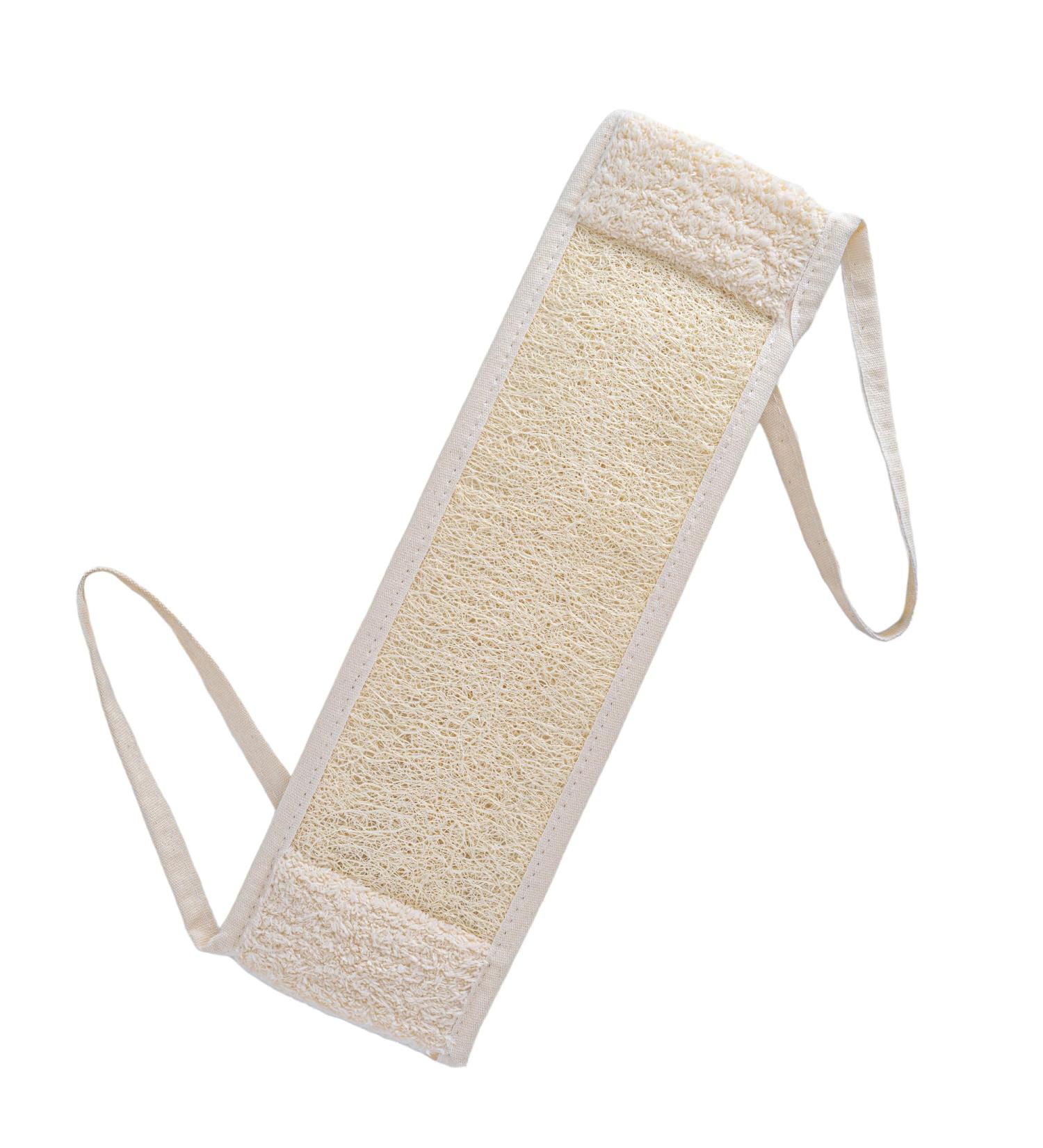 Natural Loofah Back Scrubber | Exfoliating Double-Sided Shower Brush with Long Handle for Deep Cleaning Body and Back - Buy Online on GoSupps.com
