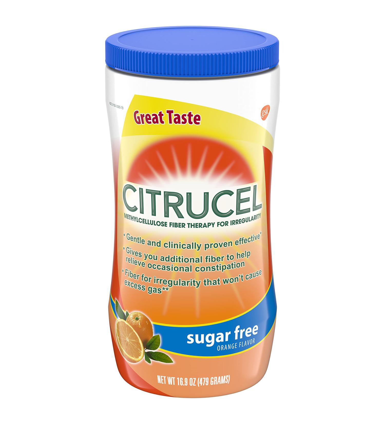 Citrucel Sugar Free Orange Flavor Methylcellulose Fiber Therapy Powder for Regularity 16.9 ounce (Pack of 3) - Buy Online on GoSupps.com