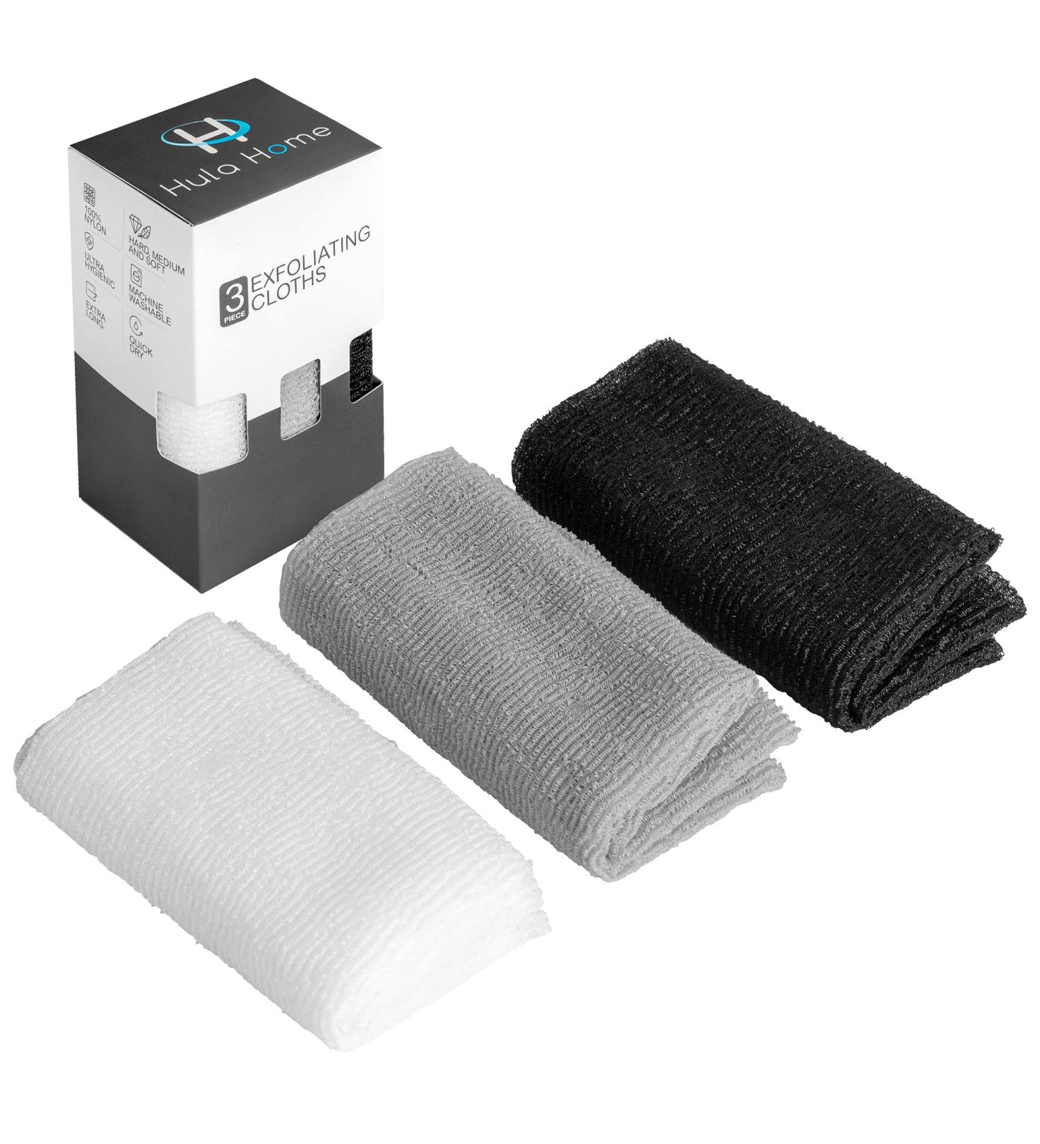 Exfoliating Washcloth Variety Pack - Soft, Medium & Hard - 3pc Set for Body Scrubbing and Shower - Perfect for Beauty Skin Care - Nylon Scrub Cloth Towels for Women & Men - Buy Online on GoSupps.com