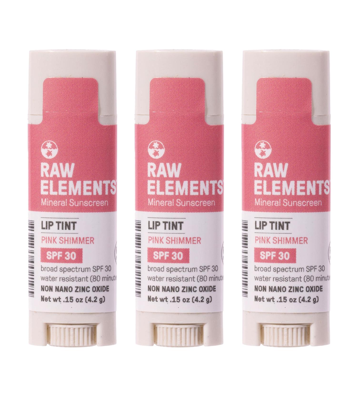 Raw Elements Organic Pink Lip Shimmer Zinc Oxide SPF 30+ 0.15 oz (Pack of 3) Pink Lip Shimmer SPF 30 (Pack of 3) - Buy Online on GoSupps.com