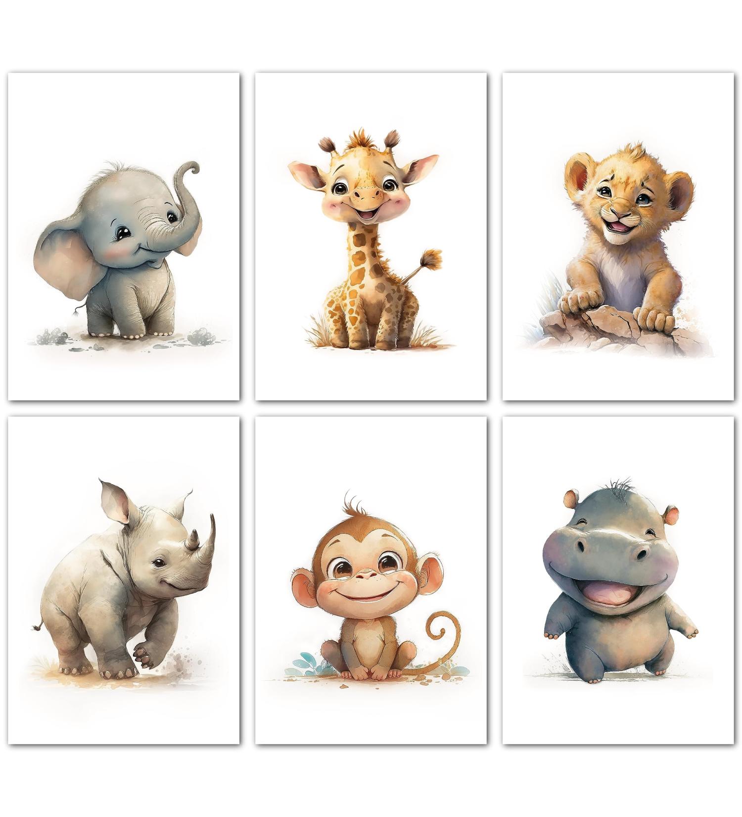 Lavema A4 Safari Animal Poster for Children's Room | Happy Africa Wall Art | Unframed Baby Room Decoration for Boys & Girls - Buy Online on GoSupps.com