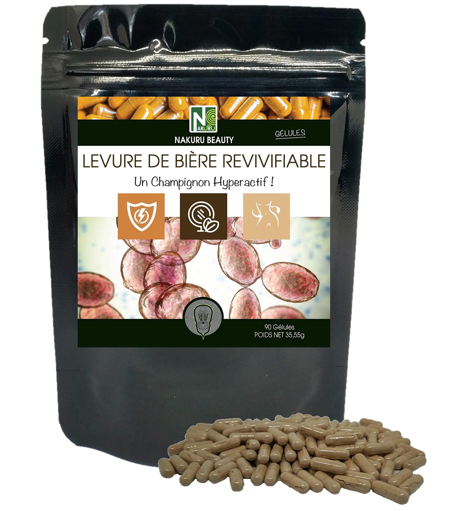 NAKURU | Revivable Brewer's Yeast | Beauty Range | Made in France | An Hyperactive Mushroom! | (90 Capsules of 395 mg/Net Weight: 35.3 g) - Buy Online on GoSupps.com