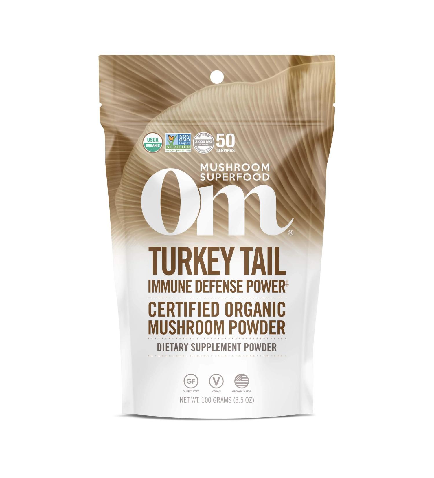 Om Mushroom Superfood Turkey Tail Powder | Organic Immune Support & Gut Health | 3.5 oz | 50 Servings - Buy Online on GoSupps.com