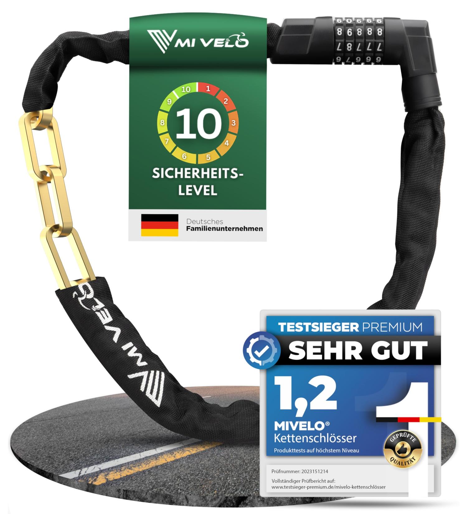 Mivelo High-Safety Bicycle Chain Lock - 100cm Long 8mm Hardened Steel Ideal for E-Bike MTB & Racing Bike - Secure Your Ride! - Buy Online on GoSupps.com