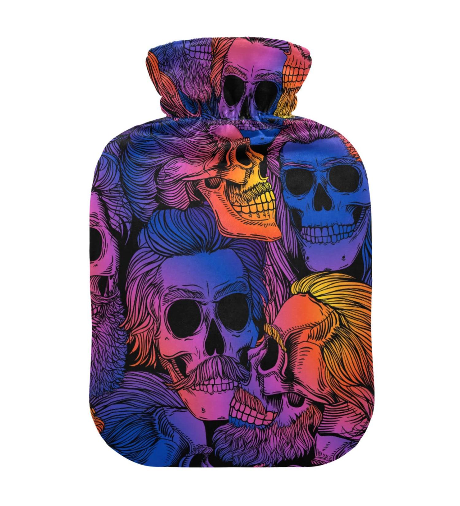 Hot Water Bottles with Bearded Skulls Cover | 2L Pain Relief for Neck & Shoulder | Warm Water Bed Warmer - Buy Online on GoSupps.com