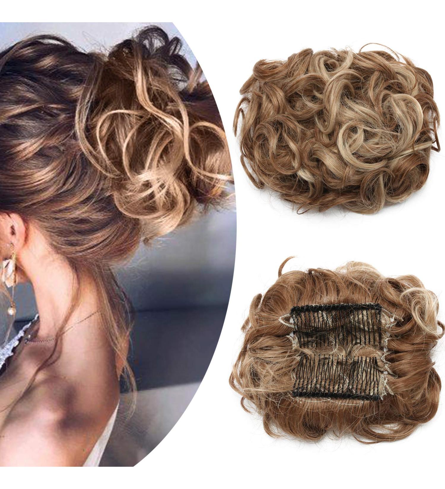 Sego Hair Part Hair Extensions with Comb for Updos & Ponytails - Light Blonde Messy Bun Braid & Dutt Styles - Buy Online on GoSupps.com