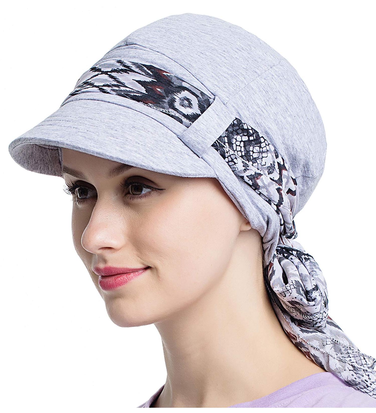 JarseHera Bamboo Cotton Chemo Newsboy Cap & Scarf Set - Light Gray - Buy Online on GoSupps.com