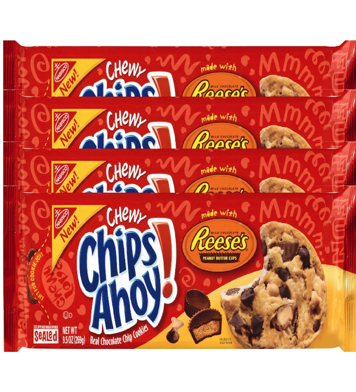 Nabisco Chewy Chips Ahoy Cookies Reese's Peanut Butter Cup 9.5 oz (4) 9.5 Ounce (Pack of 1)
