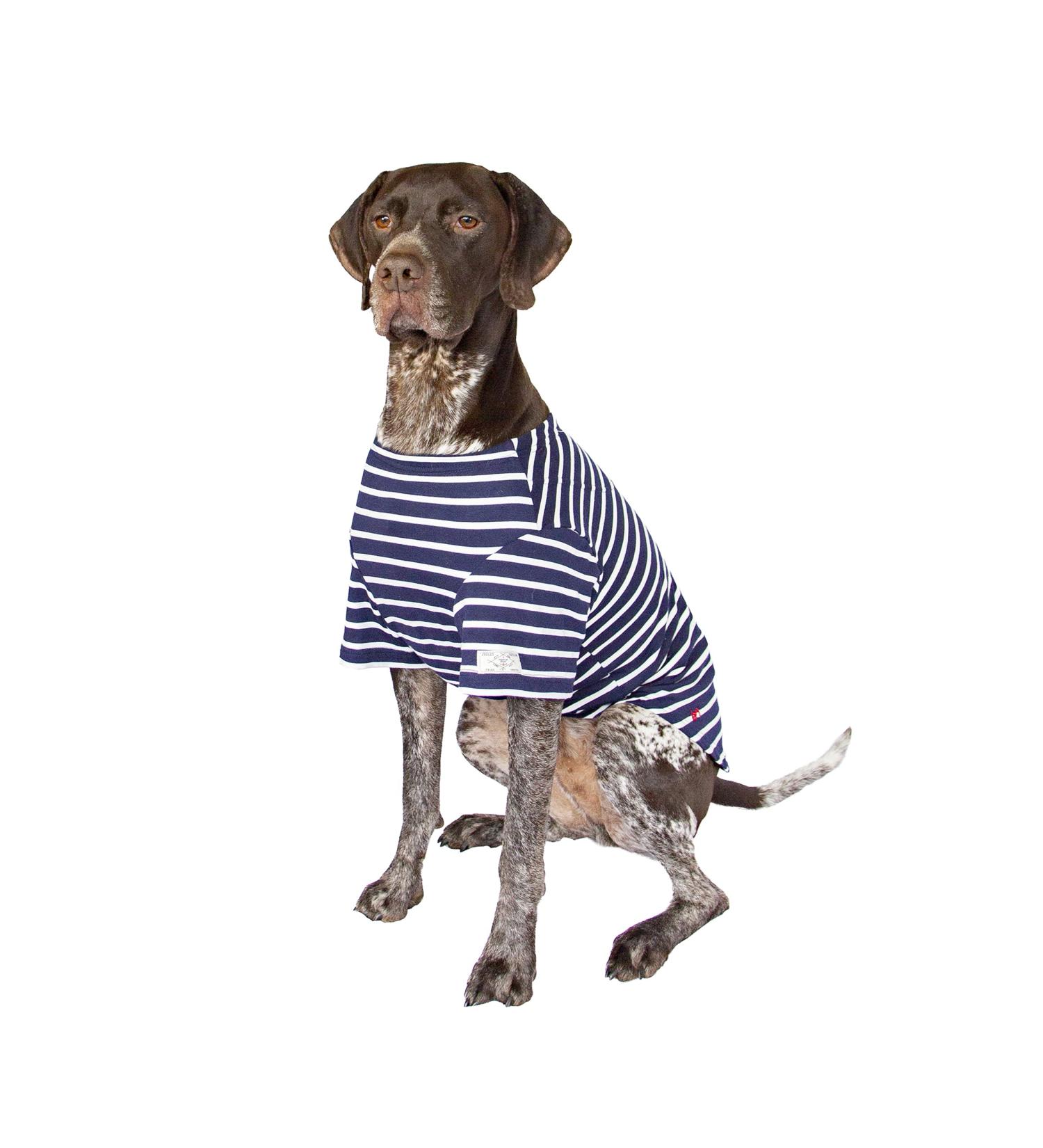 Joules Unisex Navy Blue Striped Harbour Dog Tshirt - Large UK Size - Buy Online on GoSupps.com