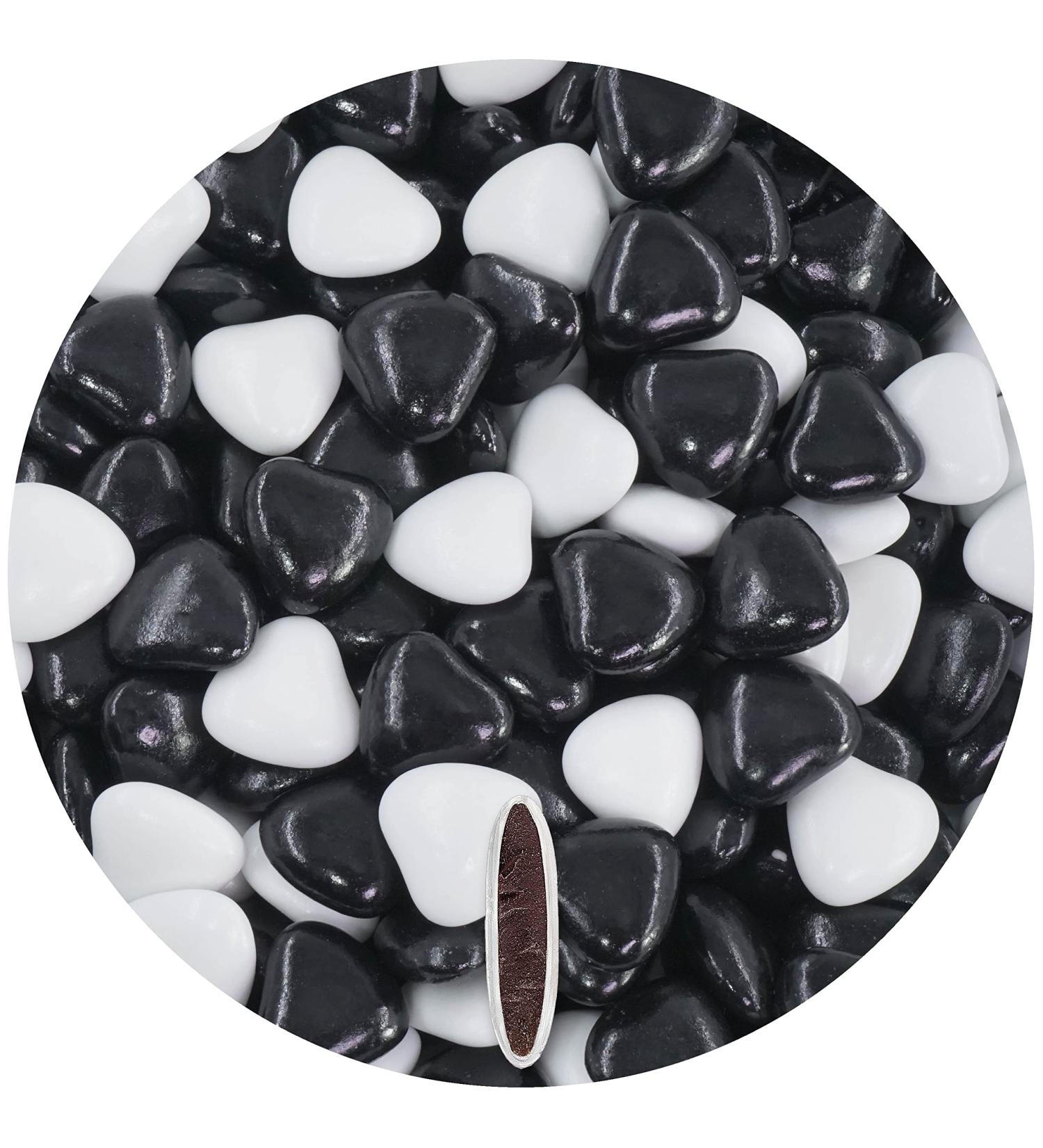 EinsSein 1 kg chocolate wedding heart dragees mixed medium white-black glossy sweets christening communion almonds feter and - Buy Online on GoSupps.com