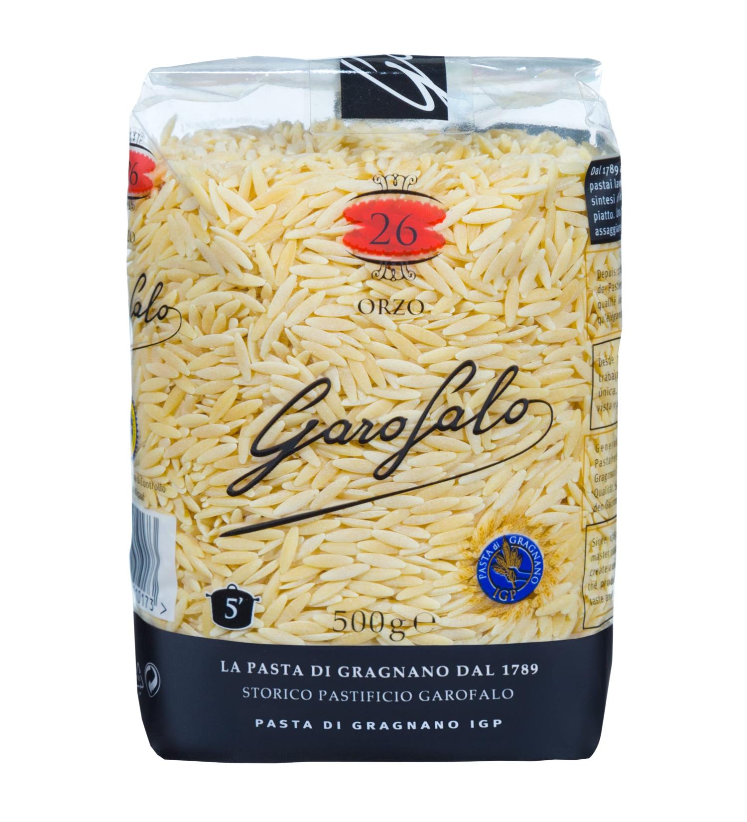 Garofalo Garofalo Orzo IGP 500g Premium Italian pasta made from durum wheat semolina short and narrow shape ready in 5 minutes