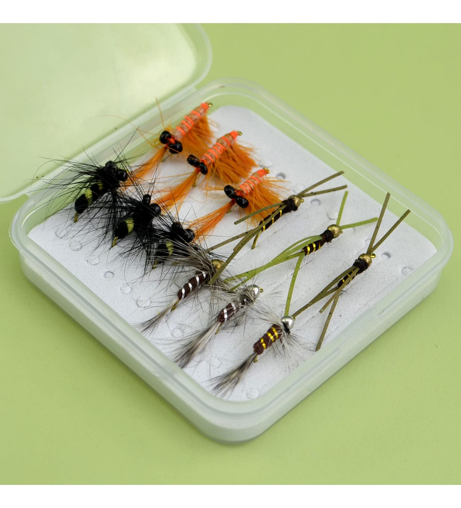 YAZHIDA Fly Fishing Set - Dry Wet & Nymph Flies with Mini Fly Box | Ideal for Crayfish & Stonefly Fishing - International Shipping - Buy Online on GoSupps.com