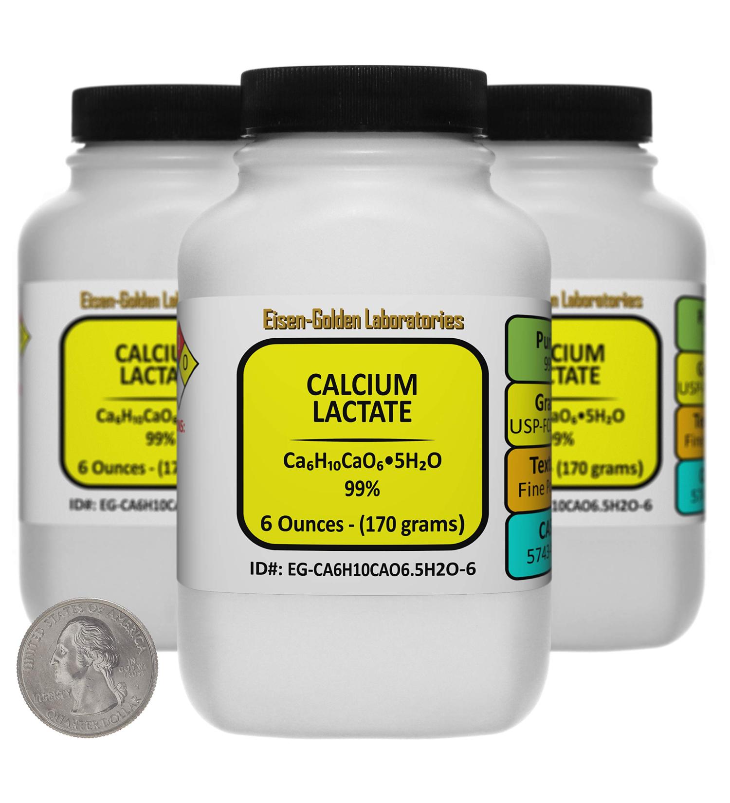 Calcium Lactate C6H10CaO6.5H2O 99% USP-FCC Food Grade Powder 1.1 Lb in Three Bottles 18 Ounce (Pack of 1) - Buy Online on GoSupps.com