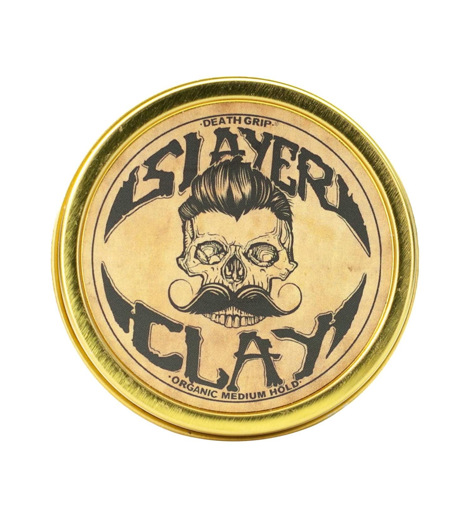 Slayer Clay Organic Hair Clay for Men - Medium Hold 2oz Tin - Matte Finish Styling Clay - Anti Dandruff - Bentonite Infused by Death Grip - Buy Online on GoSupps.com