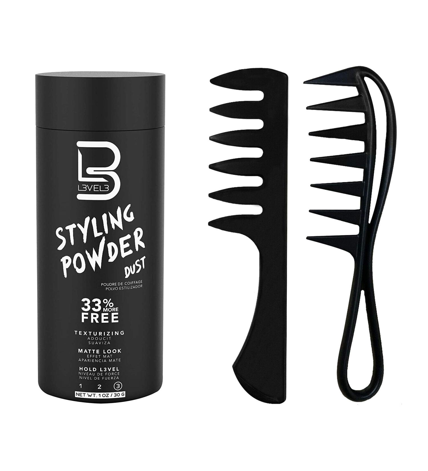 Level 3 Styling Powder & Comb Set - Matte Finish for Professional Salon Look - Lightweight & Natural Look Men's Powder - No Greasy Residue - Buy Online on GoSupps.com
