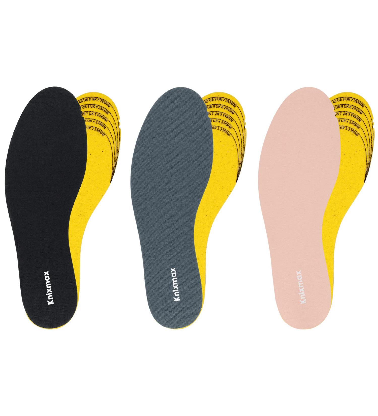 Knixmax 3 Pairs Memory Foam Insoles for Women | Super Soft Shoe Inserts | Cushioned Inner Soles for Sneakers, Slippers, Boots | Black Grey Pink, EU 36-41 - Buy Online on GoSupps.com