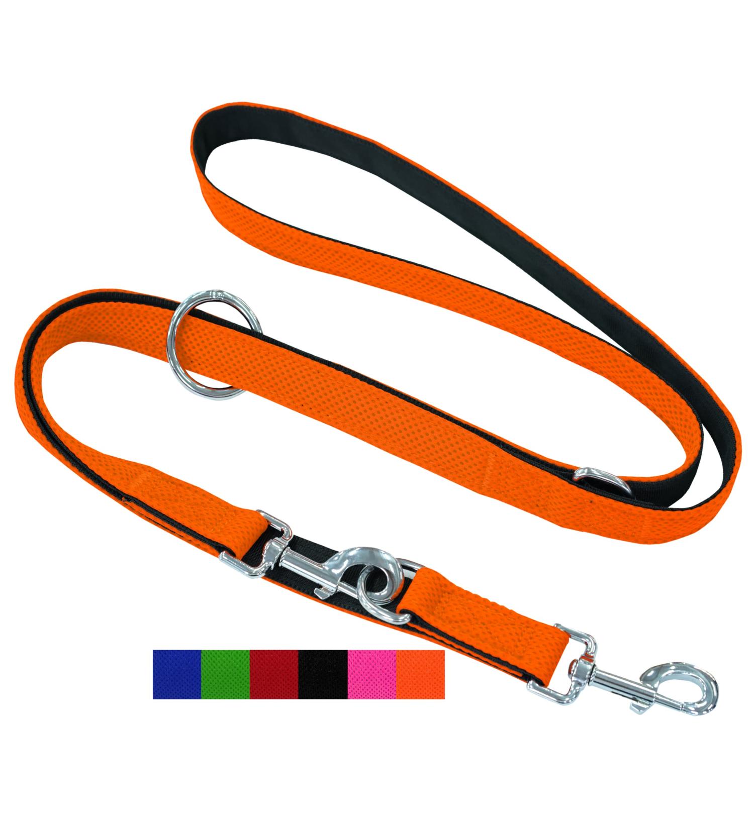 Dey Premium Dog Leash 2m | 3-Way Adjustable for All Dog Sizes | Multiple Colors | Durable Air Mesh Design | Perfect for Puppies & Cats - Orange XS/S - Buy Online on GoSupps.com
