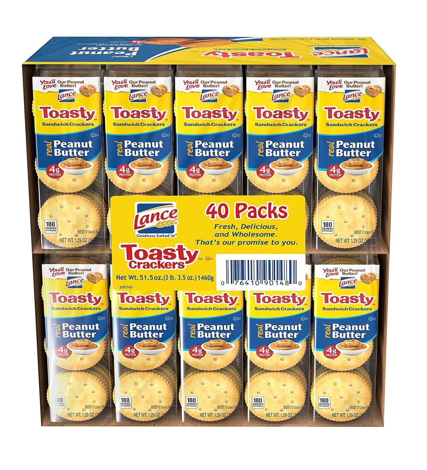 Lance Toasty Crackers with Real Peanut Butter - 51.5oz (40 Packs) - Buy Online on GoSupps.com