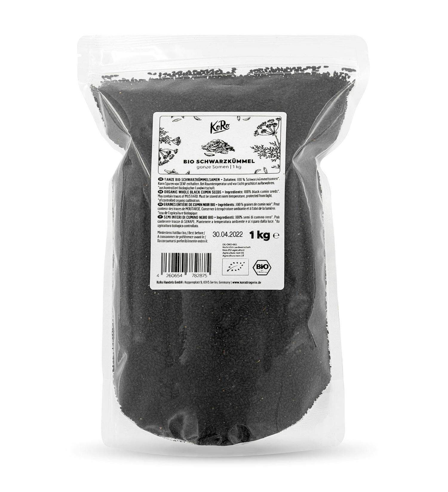KoRo - Graines de cumin noir bio -1 kg - graines enti res qualit biologique contr l e sans ar mes artificiels ni conservateurs et haute teneur en fibres - Buy Online on GoSupps.com