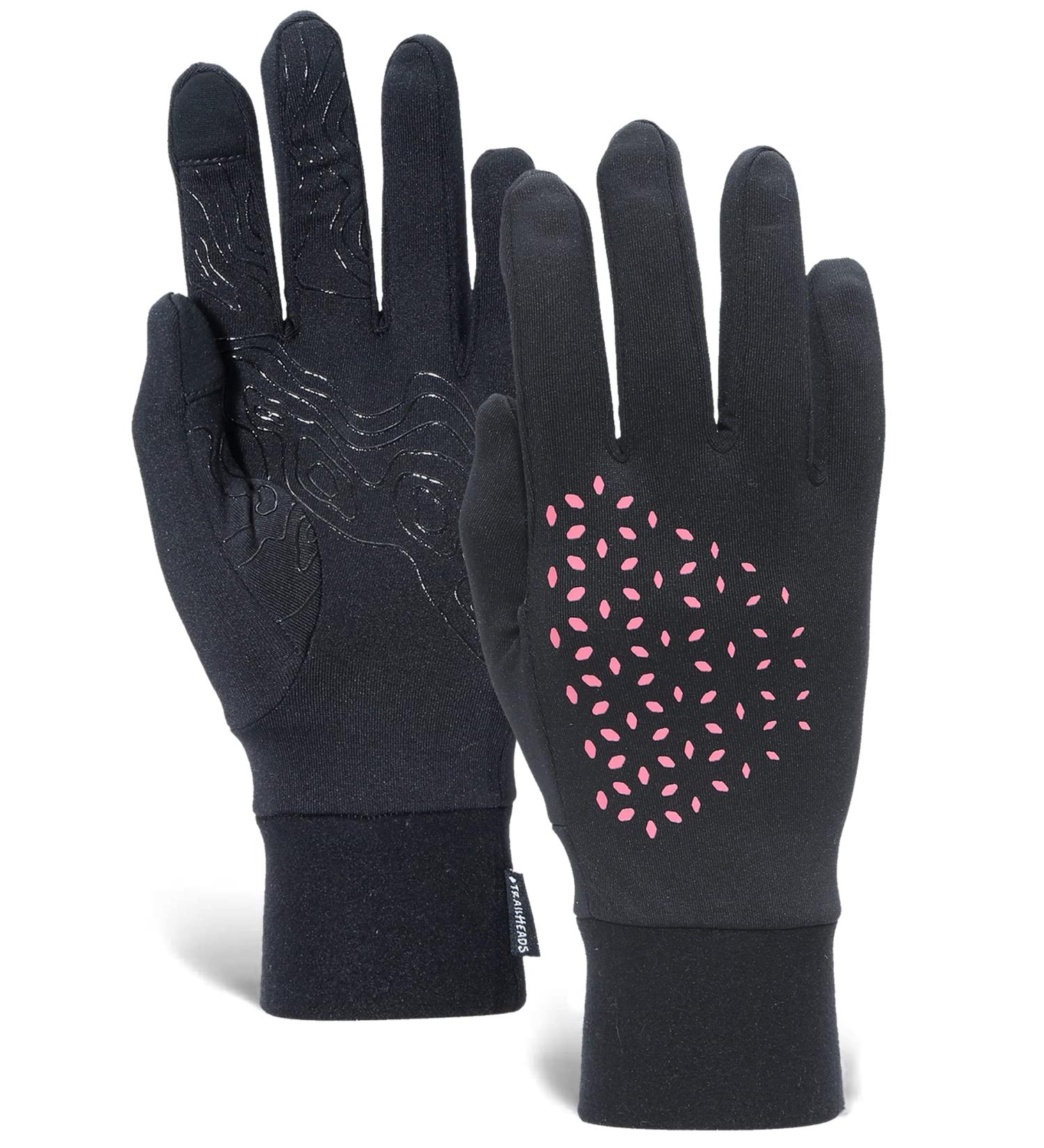 TrailHeads Lightweight Running Gloves with Touchscreen | The Elements Black/Pink Reflective - Perfect for International Shipping - Buy Online on GoSupps.com