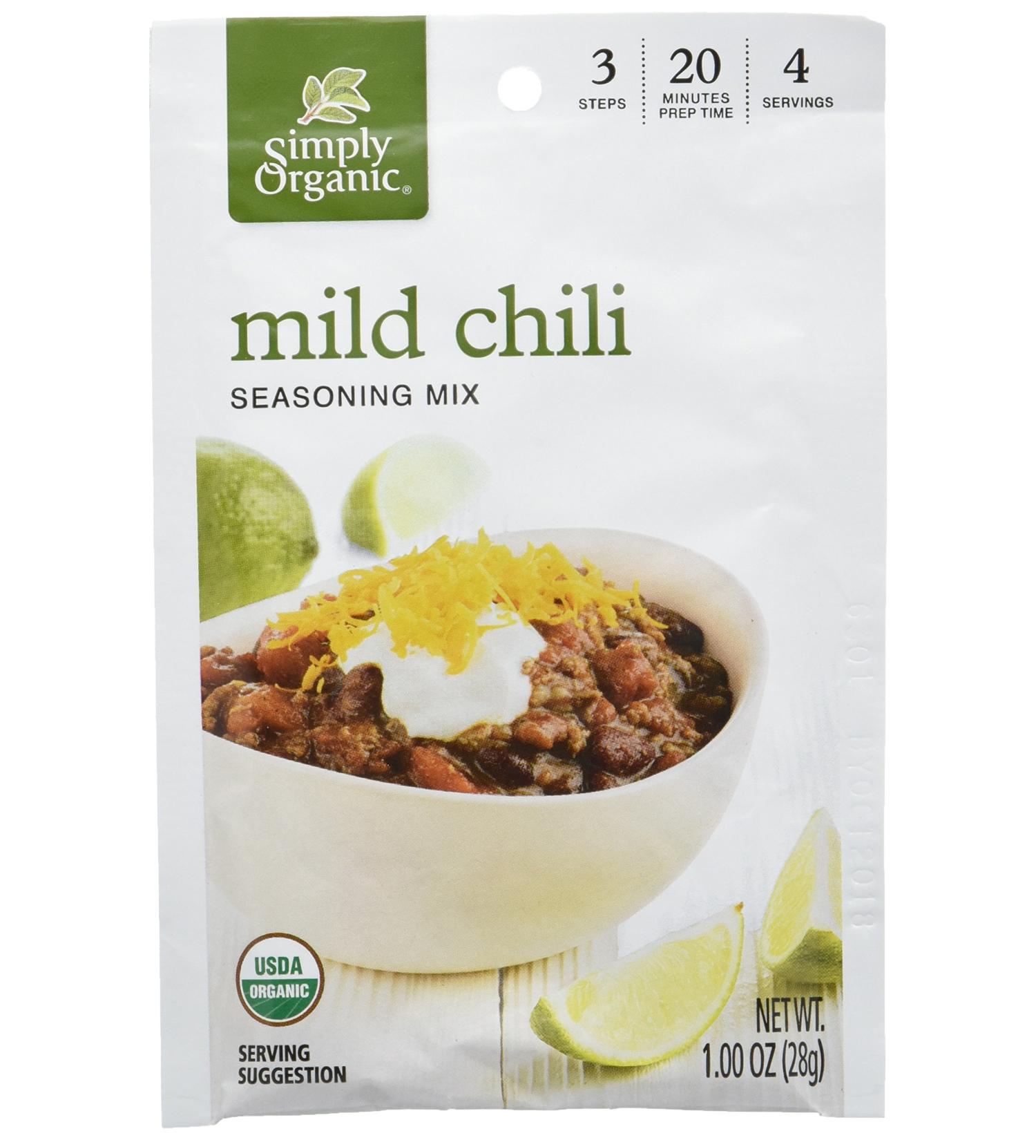 Simply Organic Mild Chili Seasoning Mix - Certified Organic 1oz Packets (12-Pack) - Buy Online on GoSupps.com