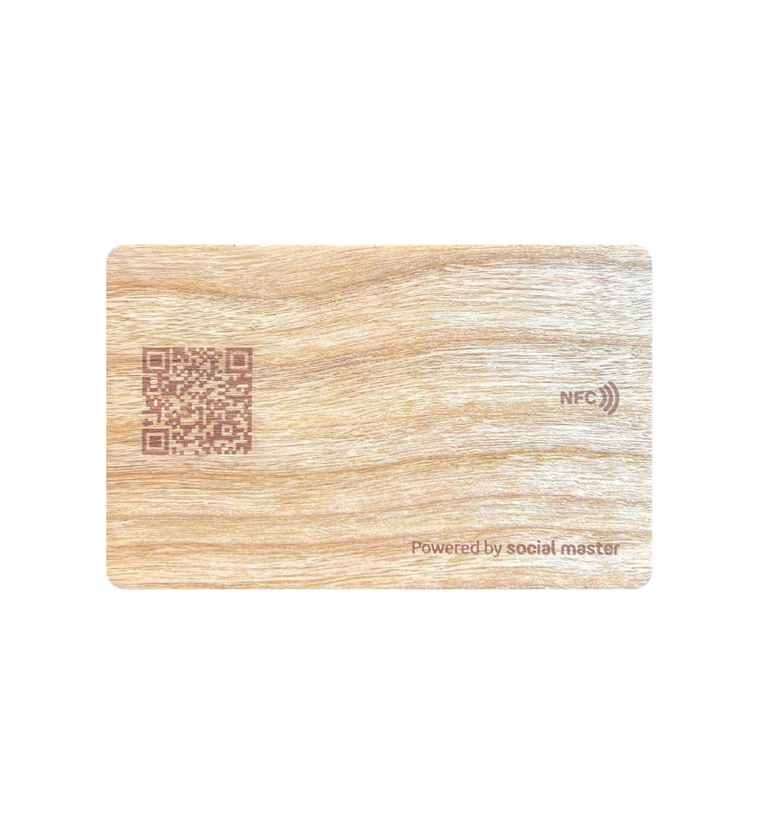 Social Master Digital Business Card Plastic Wallet Sized NFC Business Card for Instant Contact and Social Media Sharing No App Required No Fees iOS and Android Compatible (Cherry Wood)