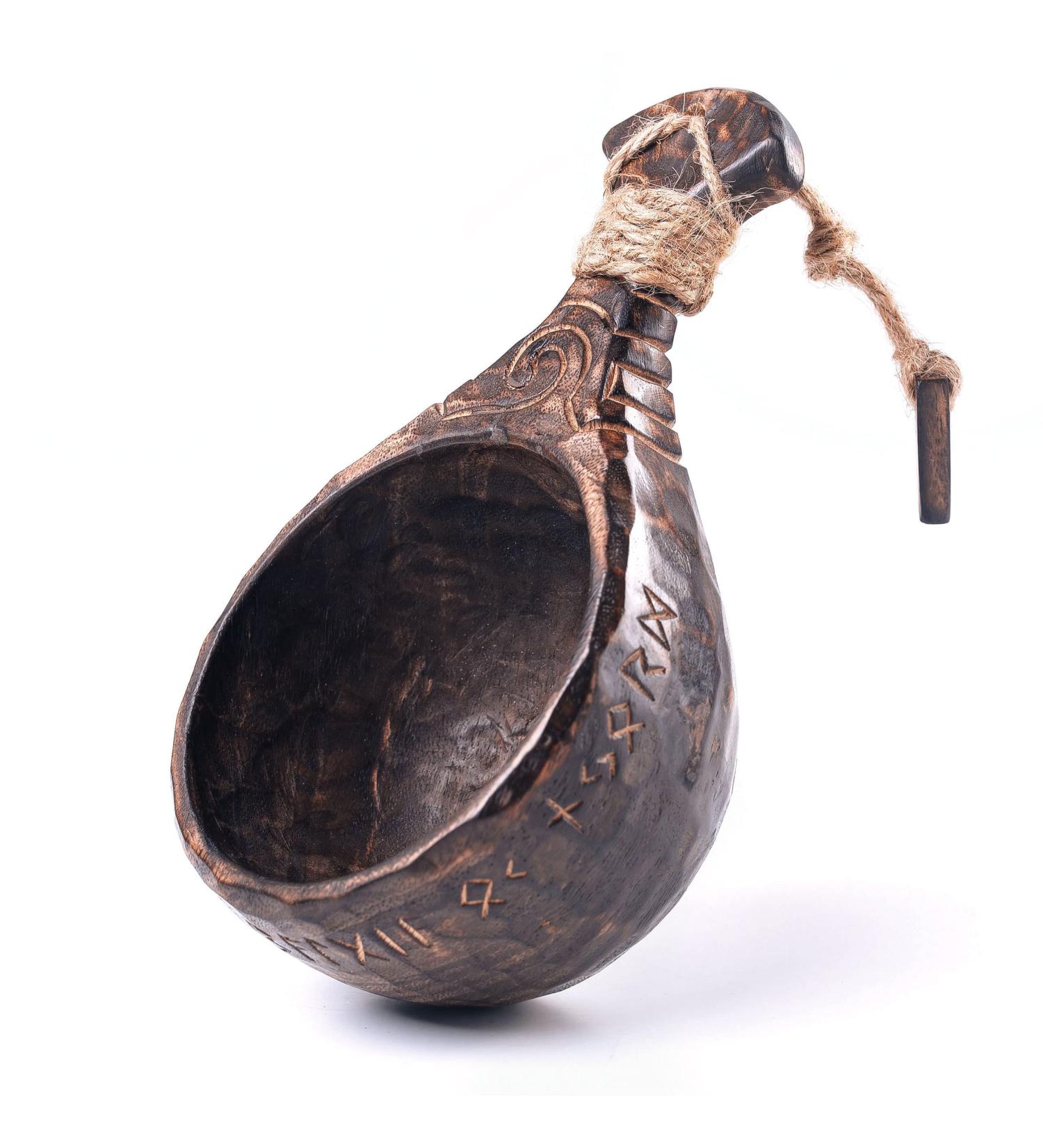 Handcarved Wooden Kuksa Cup - 11 oz Scandinavian Bushcraft Bowl for Camping and Survival - Buy Online on GoSupps.com