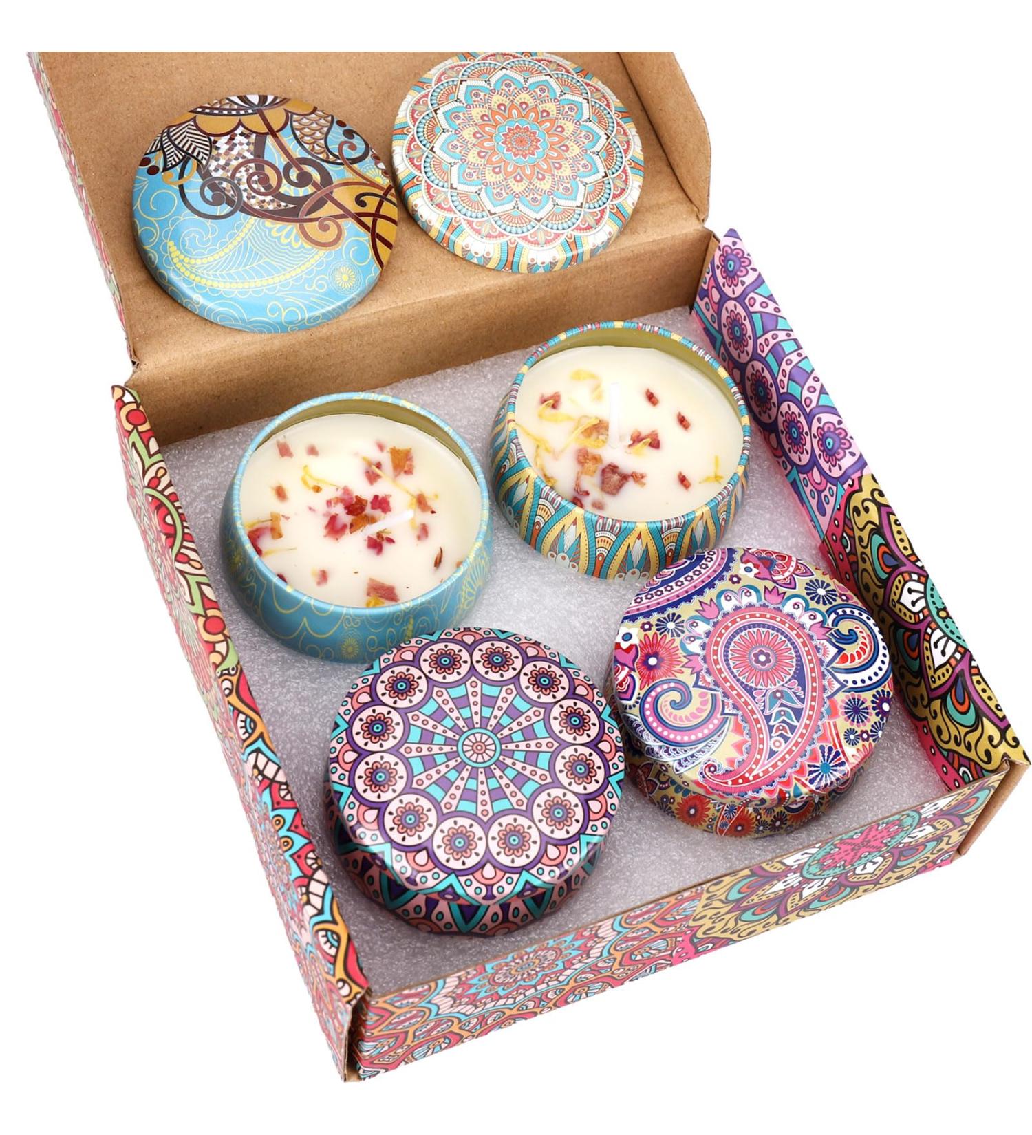 Allava 4-Piece Natural Soy Wax Fragrance Candle Gift Set | Stress Relief & Aromatherapy Candles for Christmas Birthdays Valentine's Day & Weddings - Buy Online on GoSupps.com