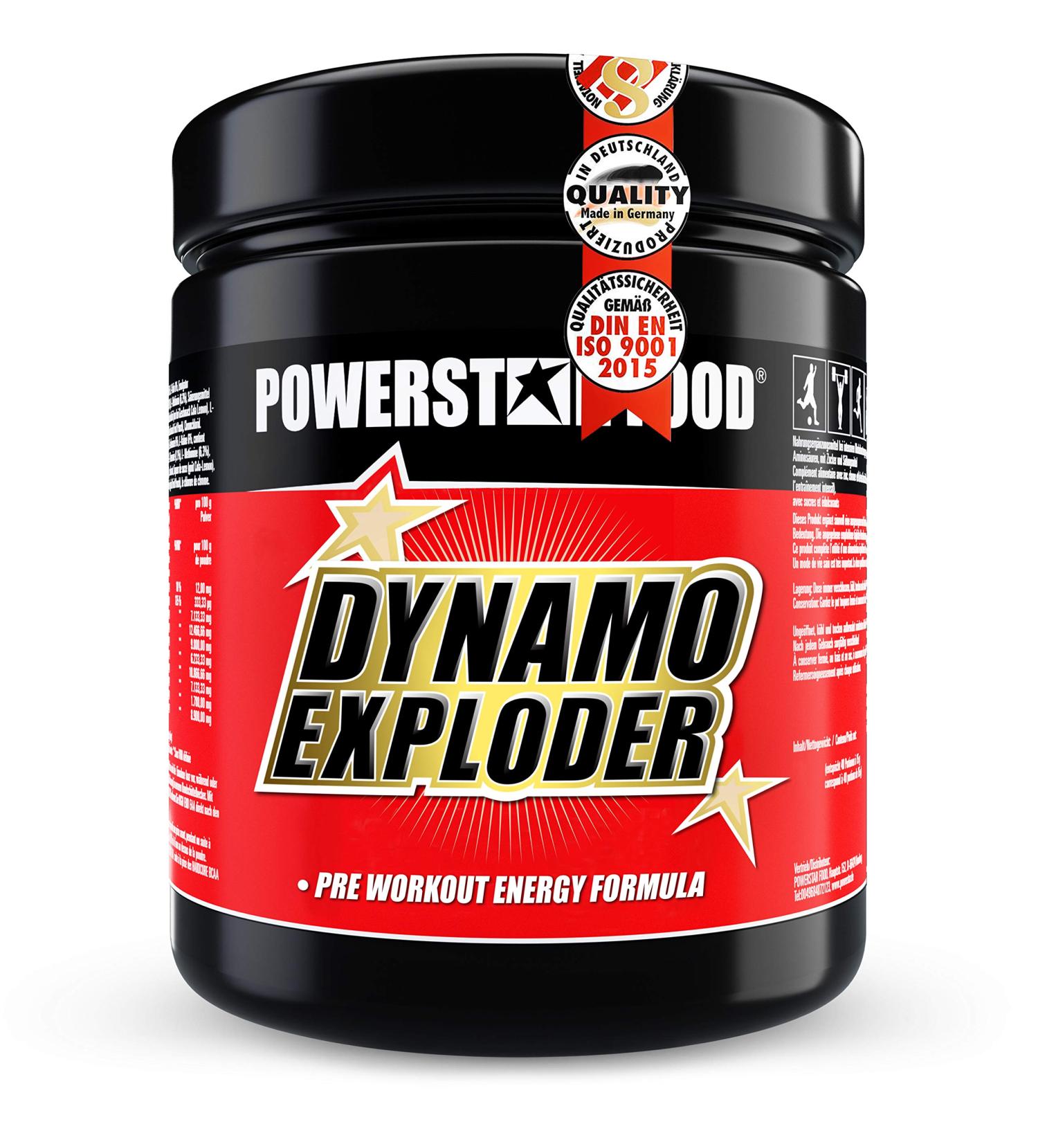 Dynamo Exploder - Premium Fitness Booster for Strength Focus & Alertness | Caffeine Guarana Taurine Magnesium & Vitamins | Fresh Lime Flavor | 500g | Made in Germany - Buy Online on GoSupps.com