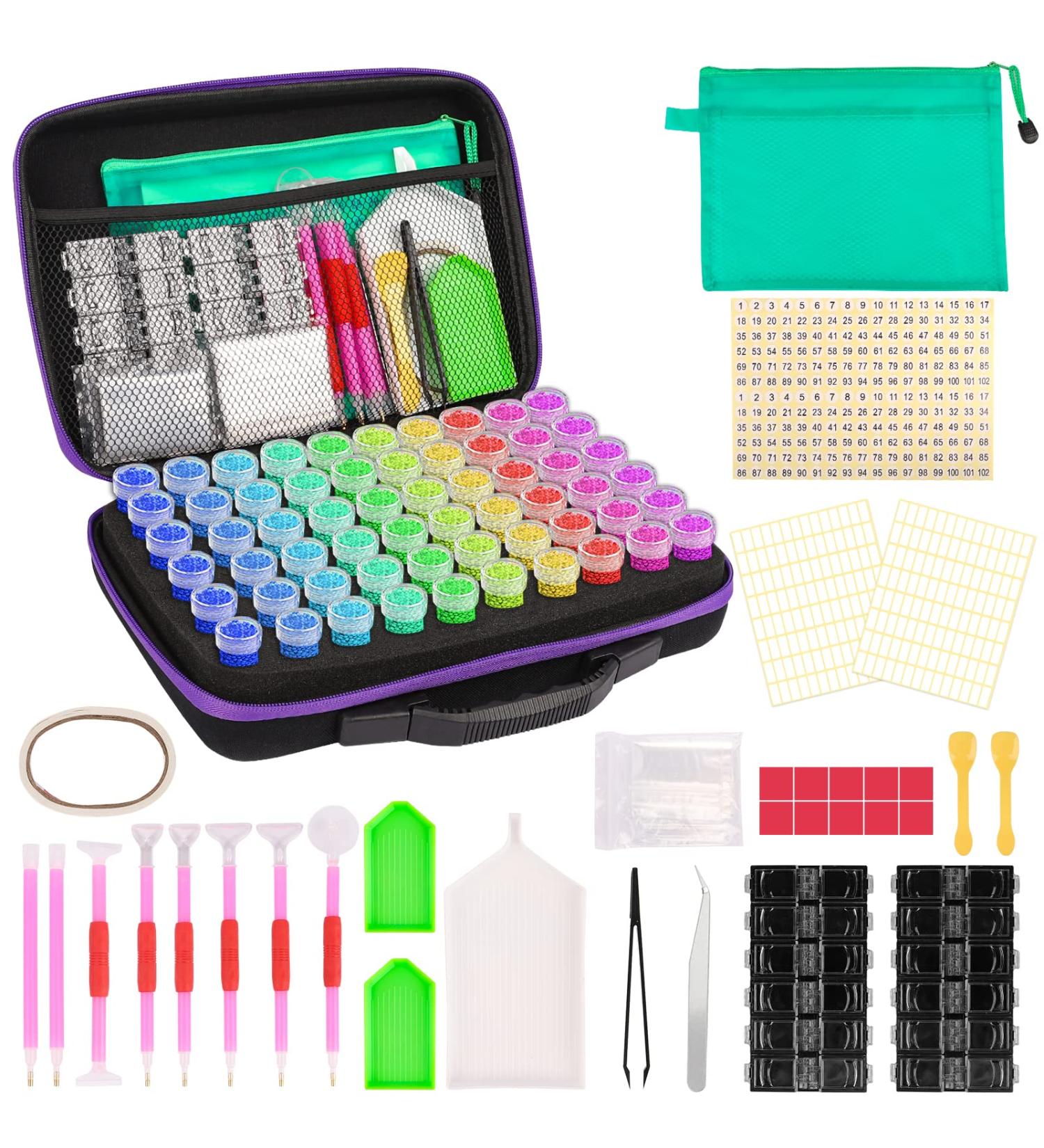 HOHOTIME 60 Slots Diamond Painting Storage Containers - 142pcs DIY Art Craft Kit for Jewelry Beads Organizer - Purple Diamond Art Storage (60 Jars) - Buy Online on GoSupps.com