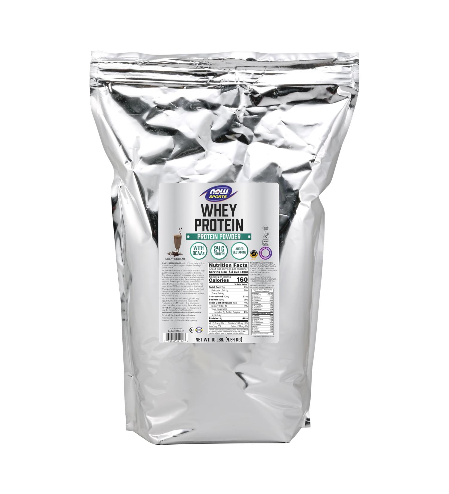 NOW Foods Sports Nutrition Whey Protein 24 g With BCAAs Creamy Chocolate Powder 10-Pound 10 Pound (Pack of 1) - Buy Online on GoSupps.com