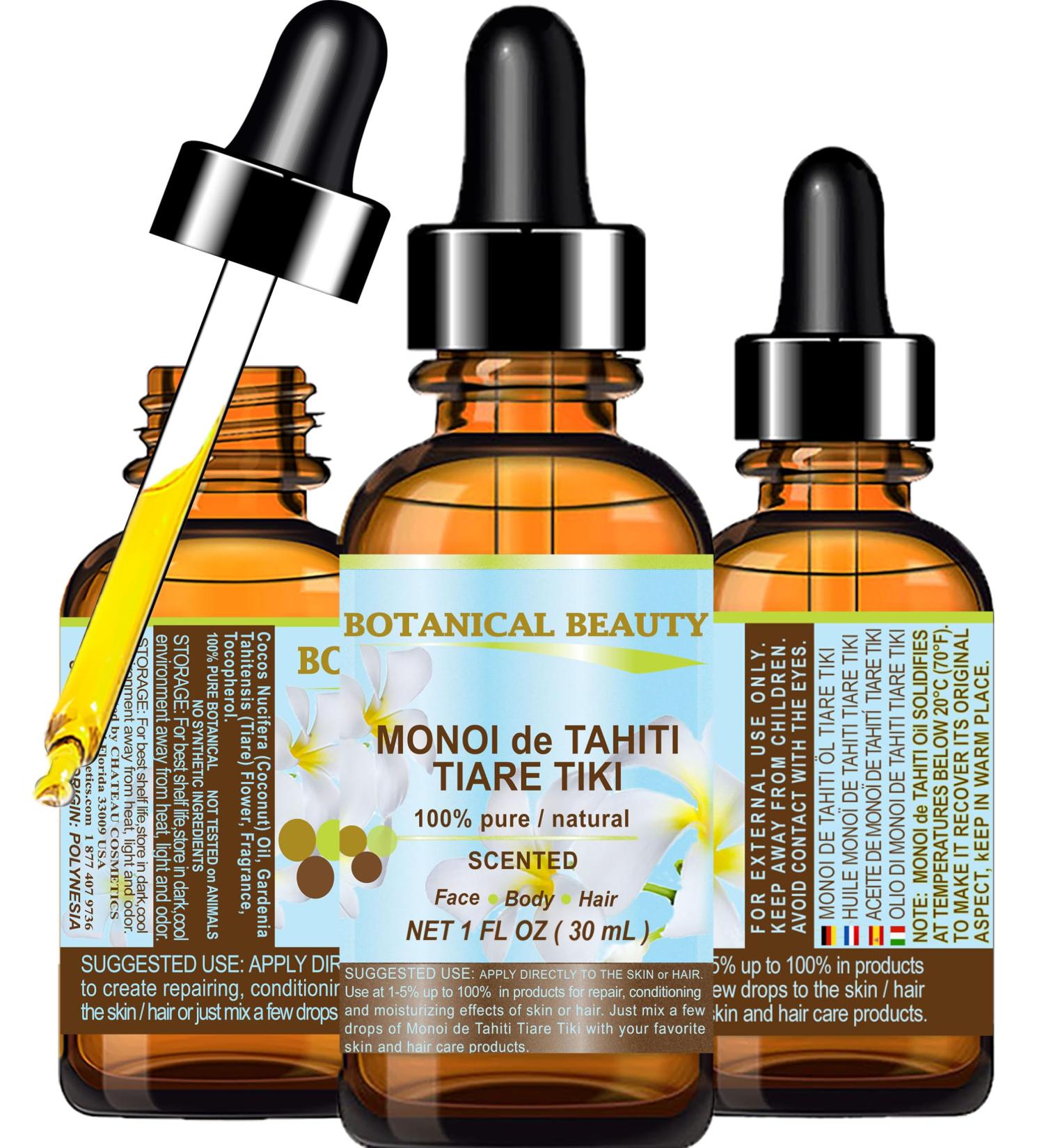 Botanical Beauty MONOI de TAHITI OIL - 100% Pure Natural Virgin Oil for Face Skin Body Hair & Nails - 1 Fl. Oz. (30 ml - Buy Online on GoSupps.com