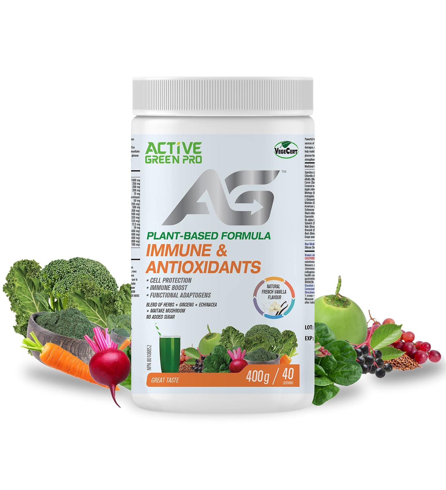 Active Green Pro - Immune & Antioxidants Powder Blend of Herbs Ginseng Echinacea and Maitake Mushroom Plant-Based Formula No Fillers No Sugar Added - 40 Servings - Buy Online on GoSupps.com