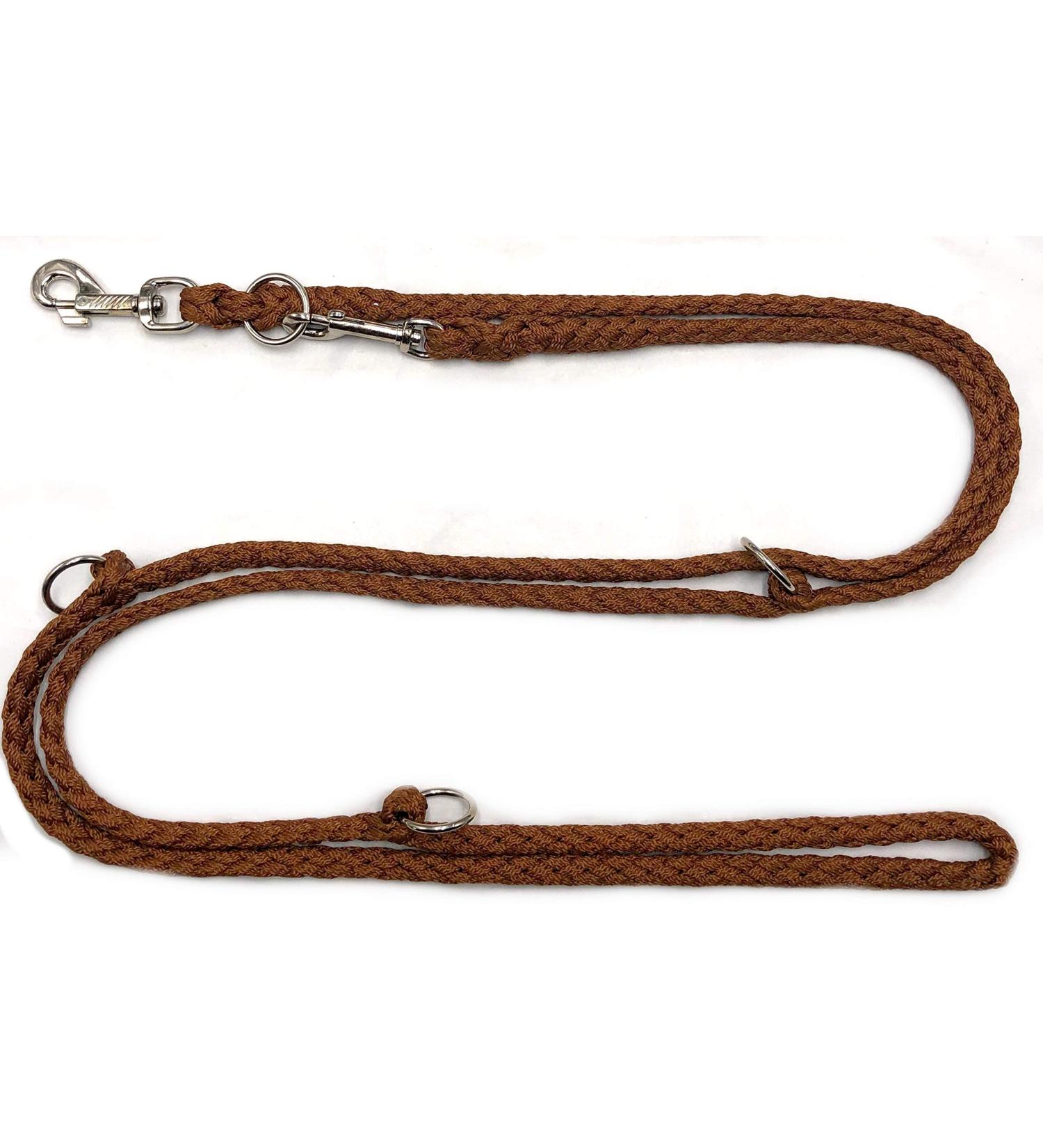 Dog leash double leash training leash for medium dogs up to 45 kg over 39 colors very stable (3.50 m brown) 3.50 m brown