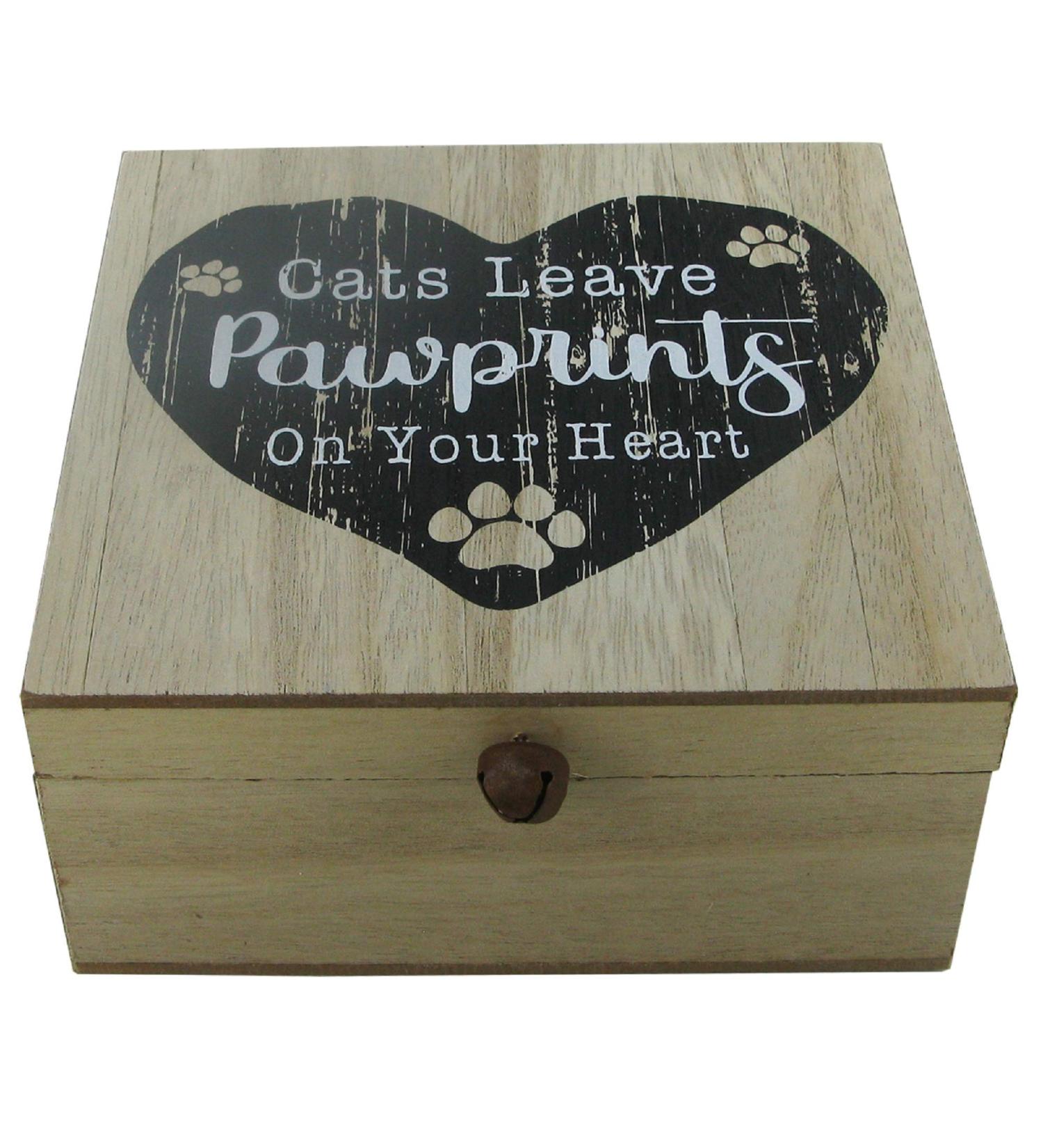 Cat Memory Box Keepsake Cat's Leave Pawprints On Your Heart Ashes Box Wooden - Buy Online on GoSupps.com