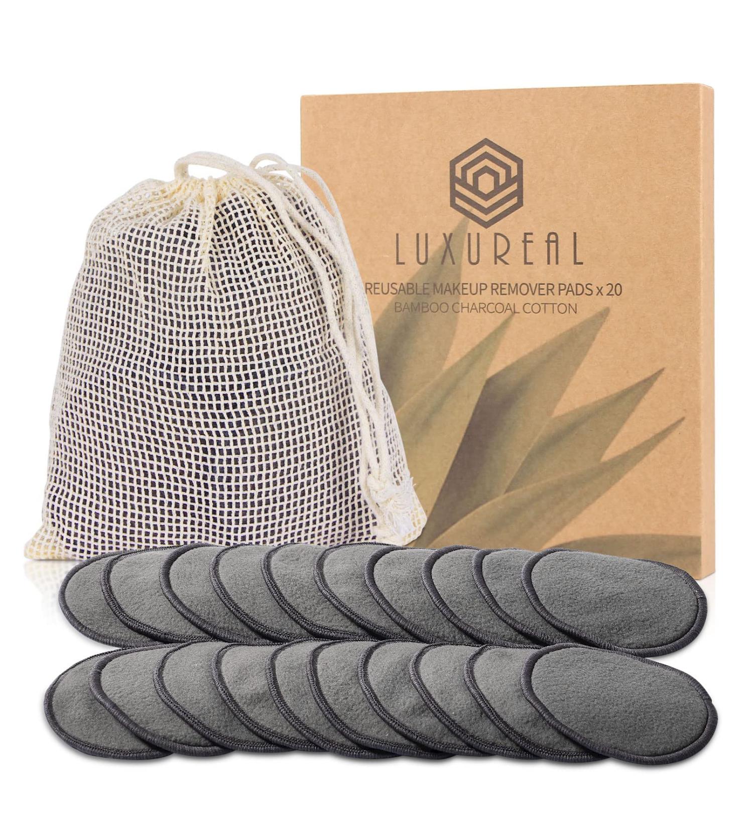 Luxureal Reusable Makeup Remover Pads 20 Packs Washable Bamboo Cotton Pads with Mesh Laundry Bag for All Skin Types - Buy Online on GoSupps.com