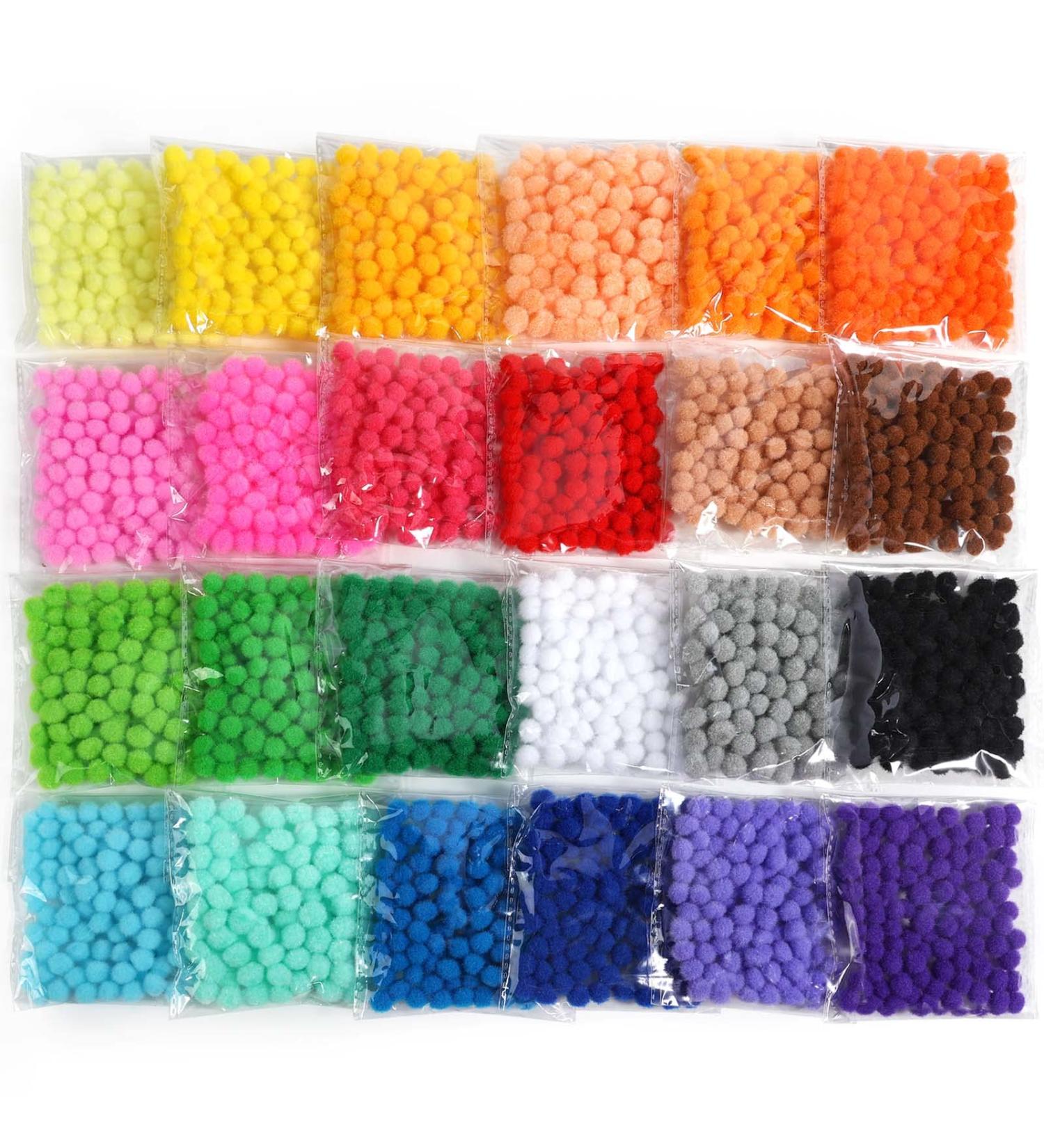 Caydo 2400 Pieces 1cm Multicolor Pom Poms with 100 Wiggly Eyes for Kids Crafts - Buy Online on GoSupps.com