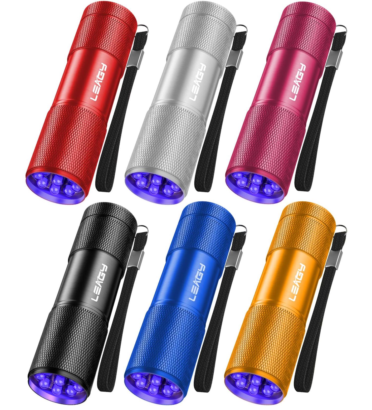LEAGY 6 Pack UV Ultra Violet Blacklight 9 LED Flashlight Torch Light Outdoors Etc Multicolored - Buy Online on GoSupps.com