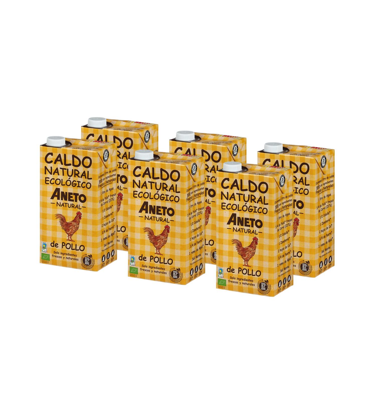 Aneto 100% Natural Organic Chicken Broth - Pack of 6 x 1L | Premium Quality for Healthy Cooking - Buy Online on GoSupps.com