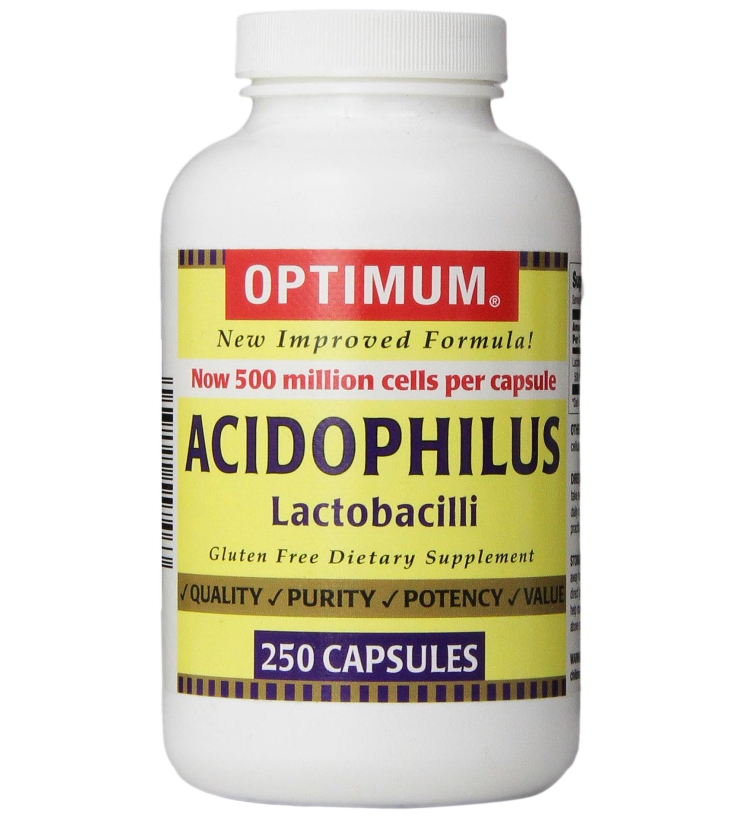 Optimum Acidophilus Lactobacilli Capsules 250 Count - Buy Online on GoSupps.com