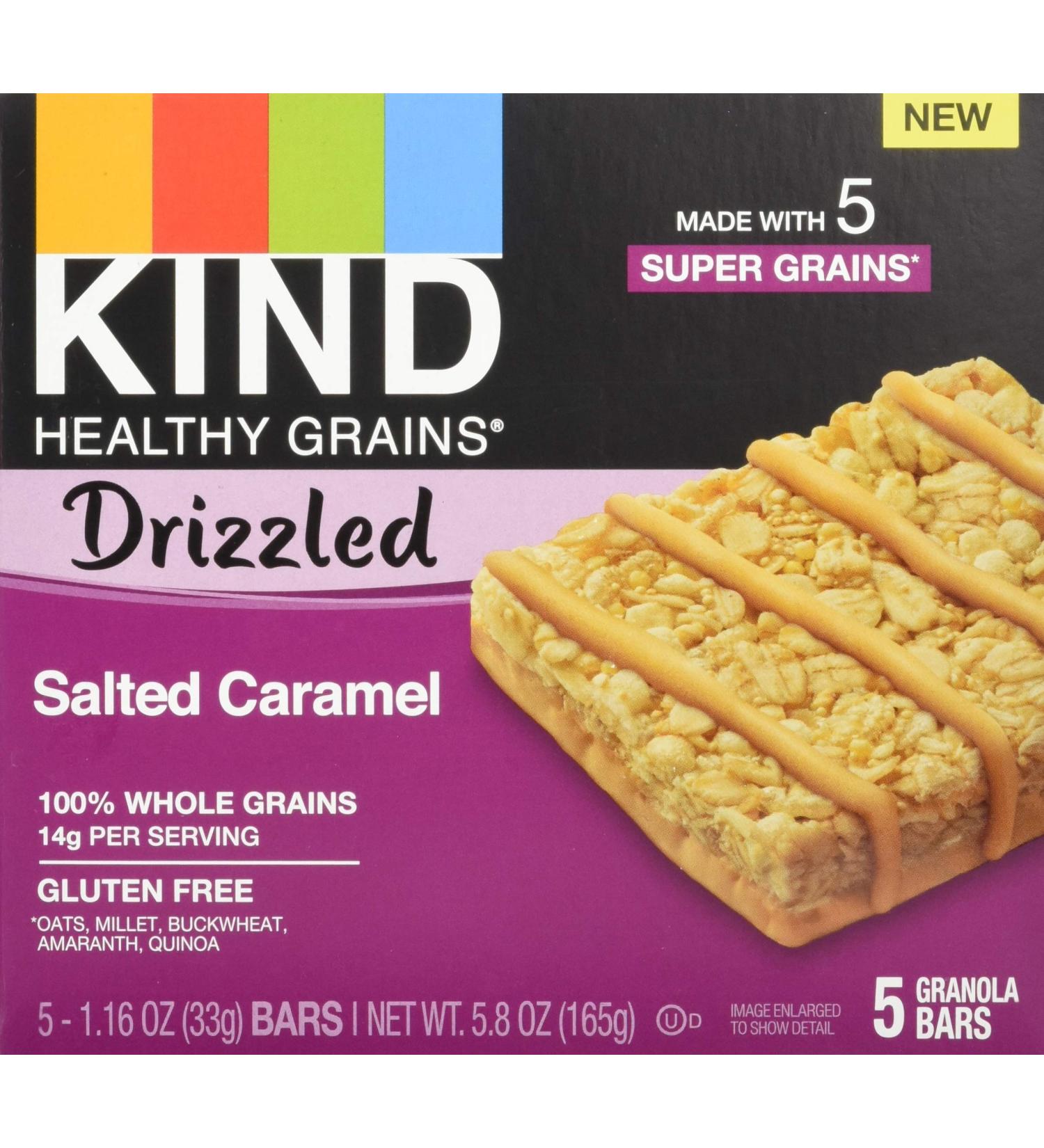 Kind Salted Caramel Drizzled Bars 5-Pack - 5.8 OZ | Delicious Snack Bars with a Touch of Sweetness - Buy Online on GoSupps.com