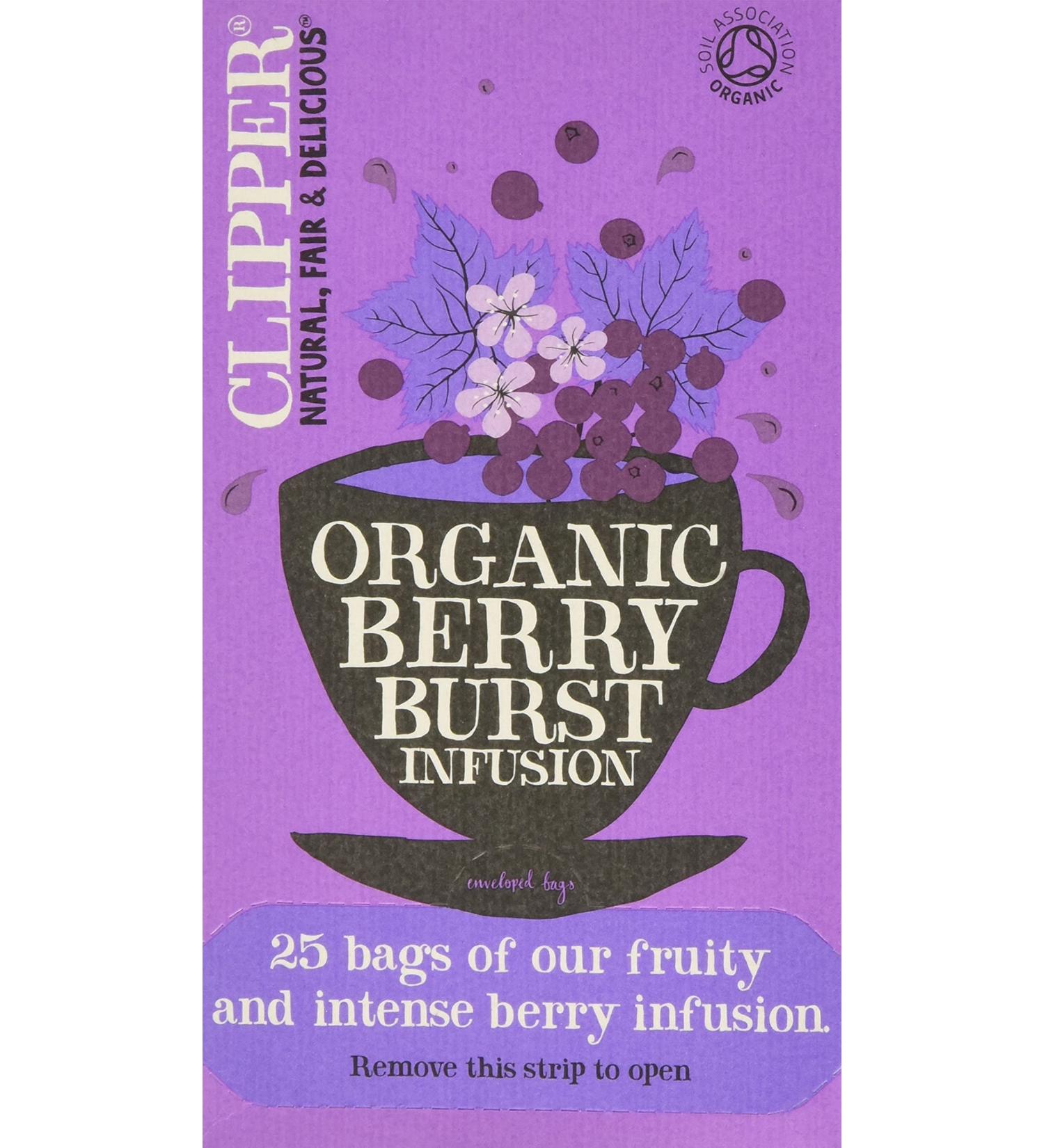 Clipper Organic Berry Burst Tea Bags - 150 Infusion Sachets (6x25) | Caffeine-Free Herbal Tea for Home & Catering | Natural & Biodegradable - Buy Online on GoSupps.com