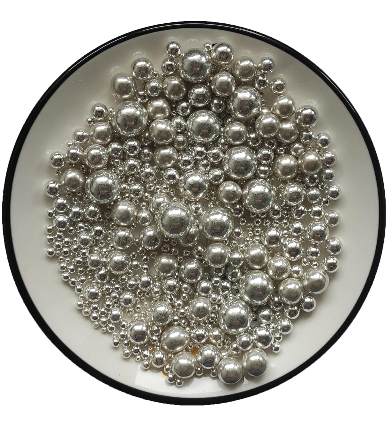 Edible Silver Sugar Pearls | Premium Cake & Cupcake Toppers | Cookie Decorations for Weddings & Daily Treats | Sweet Sprinkles for Every Occasion - Buy Online on GoSupps.com