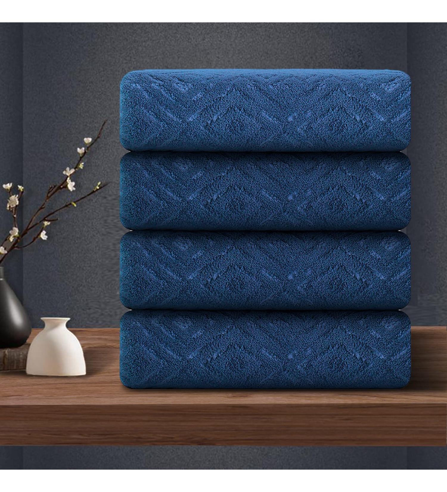 Navy Blue 4-Pack Washcloths Set 13x13 - Premium Quality Towels for Bathroom, Hotel, Spa & Gym - Absorbent, Quick Dry, Soft Microfiber - Multipurpose Daily Use - Buy Online on GoSupps.com